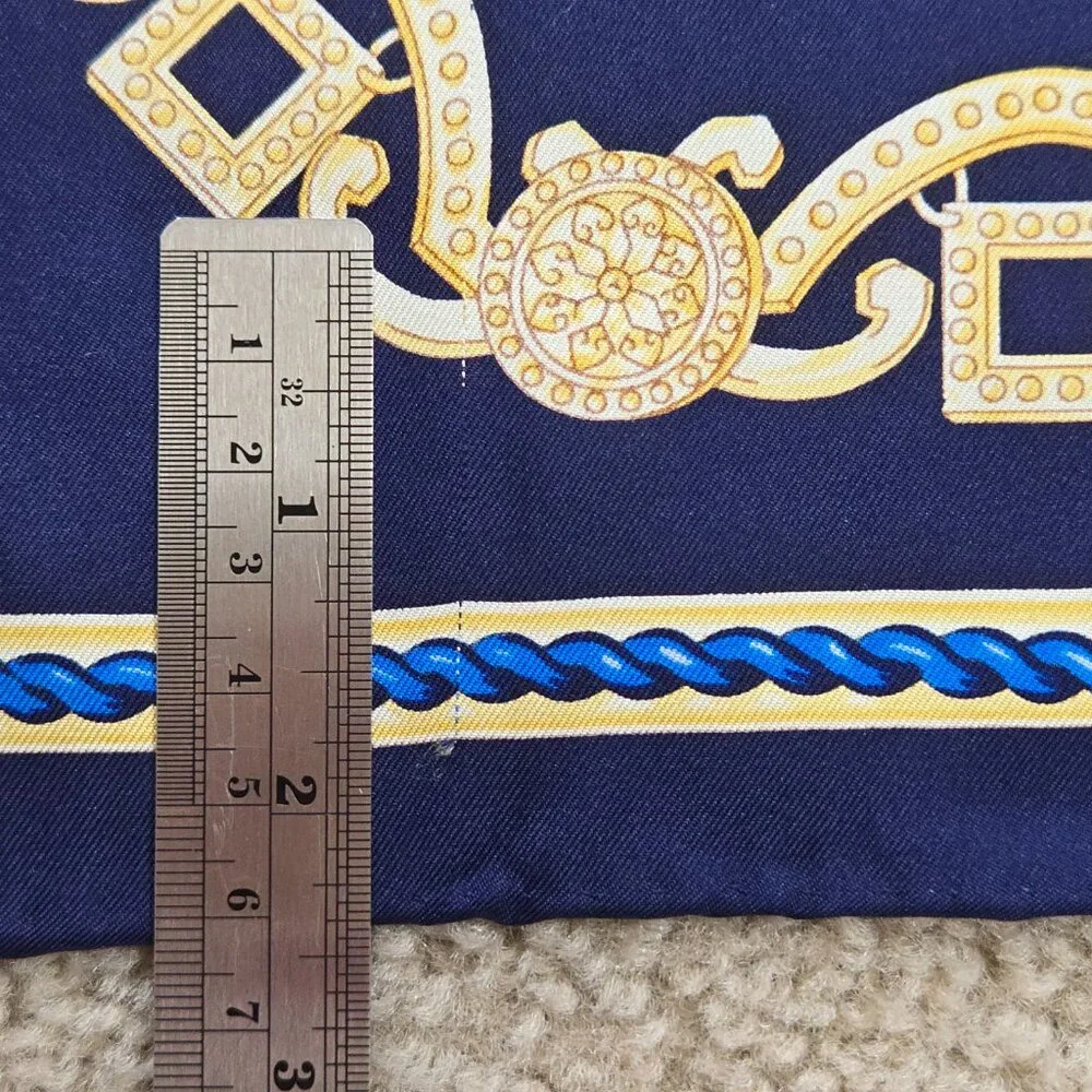 J. McLaughlin Silk Scarf Equestrian Design Hand Rolled and Hand Stitched